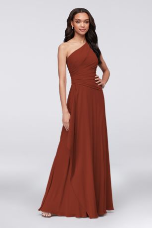 Picture of One-Shoulder Georgette Cascade Dress
