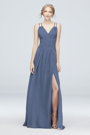 david's bridal steel blue dress