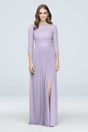 lilac gown with sleeves