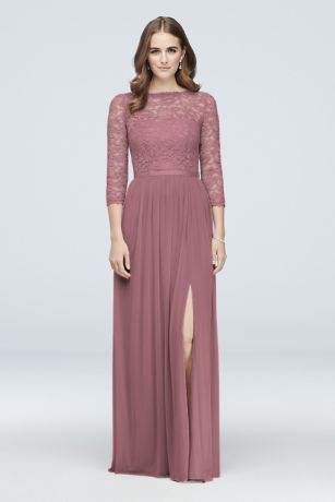 dusty rose long dress with sleeves