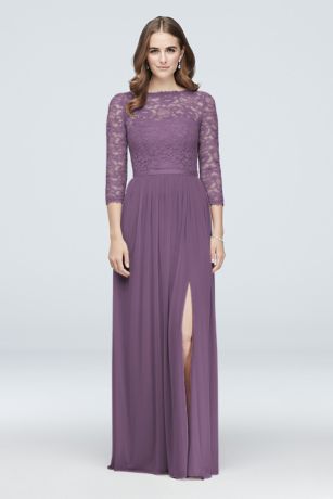 long purple bridesmaid dress