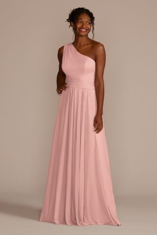 david's bridal blush bridesmaid dress