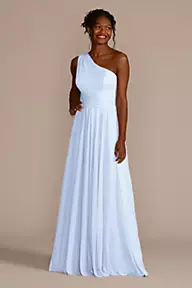 Celebrate DB Studio Mesh One-Shoulder Bridesmaid Dress with Full Skirt