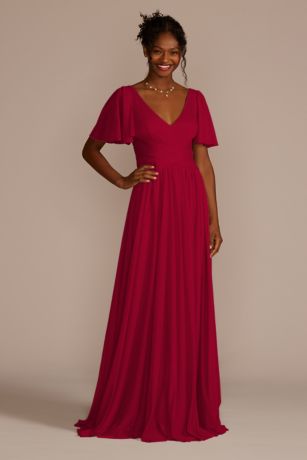 david's bridal velvet bridesmaid dress