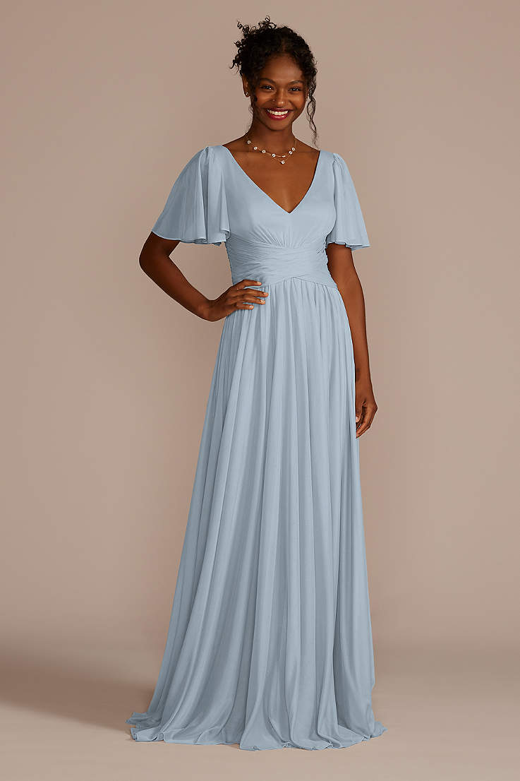 Dusty Blue Bridesmaid Dresses - Long ...
