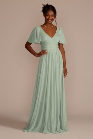 sage green bridesmaid dress long