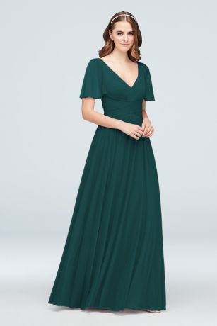 emerald green long sleeve bridesmaid dress