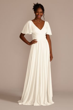 Soft & Flowy David's Bridal Long Bridesmaid Dress
