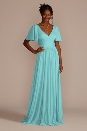 mid blue bridesmaid dresses