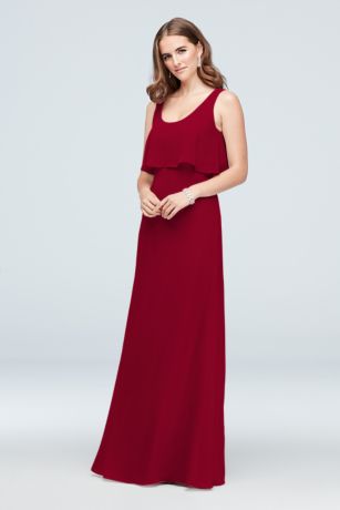 flounced crinkle chiffon bridesmaid dress