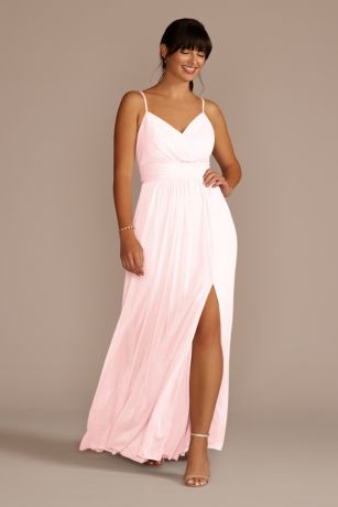 Celebrate DB Studio Spaghetti Strap Ruched Waist Mesh Dress in Petal Size: 10 David's Bridal