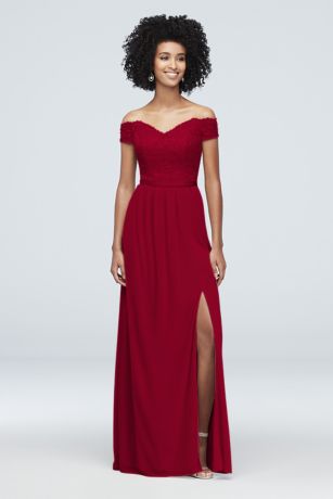 david's bridal wine lace bridesmaid dress