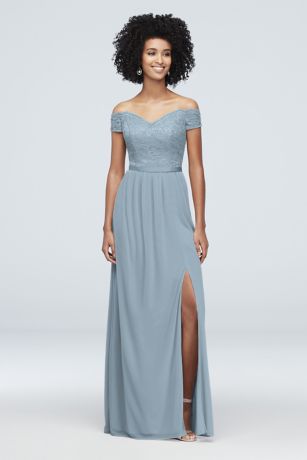 david's bridal dusty blue bridesmaid dress