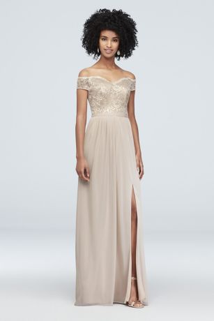 gold lace bridesmaid dress