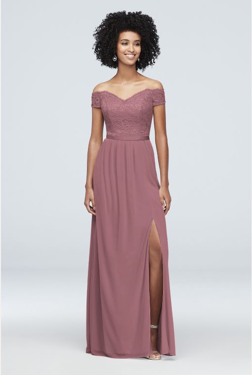 Dusty Rose Lace Jersey Mismatched Sheath Bridesmaid Dresses, AB4015 main image 0