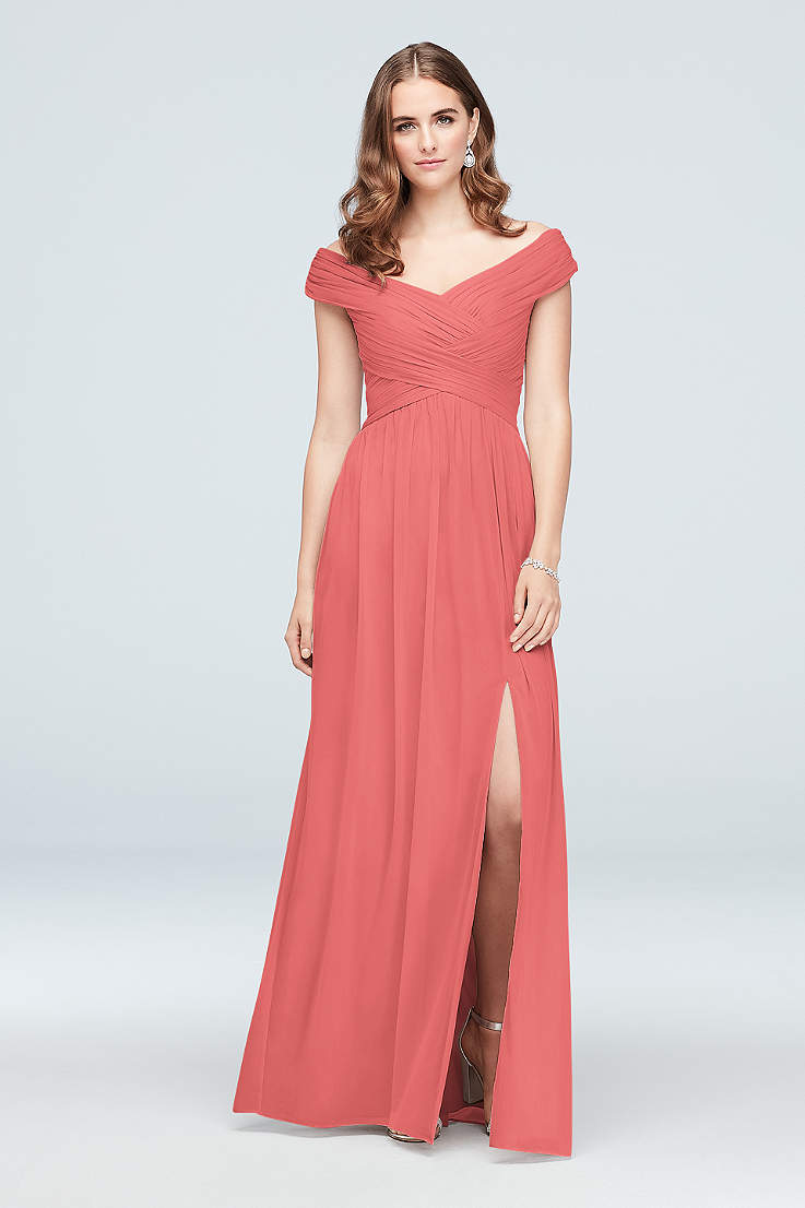 Long Coral Bridesmaid Dresses ☀ Gowns ...