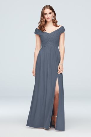 steel blue evening dress