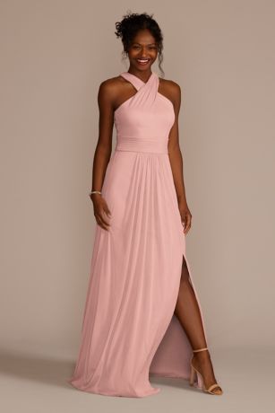 david's bridal blush bridesmaid dress