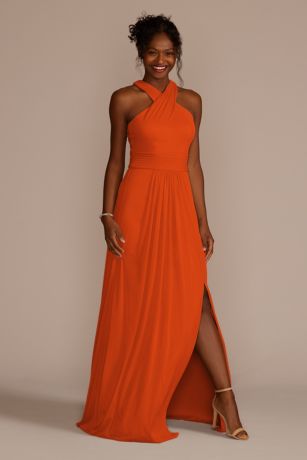 orange maid of honor dresses