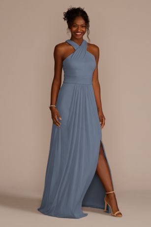 david's bridal sapphire blue bridesmaid dresses Dress David's Grey Dress Flutter Sleeve Crepe Satin Ruffle Bridesmaid Dress Bridal black long cotton dress Secondary Fabric Content:100% NYLON Long Sleeve Bridesmaid Dress QUANTITY:75