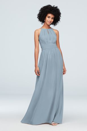 Picture of High-Neck Chiffon Dress with Keyhole