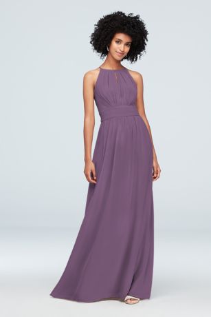 Picture of High-Neck Chiffon Dress with Keyhole