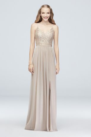 david's bridal gold bridesmaid dress