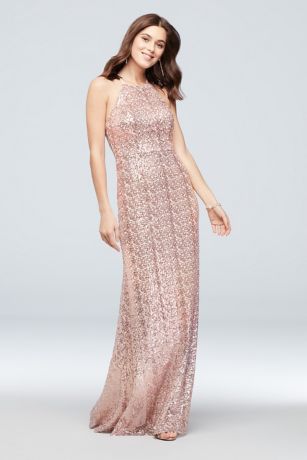 gold sequin dress david's bridal