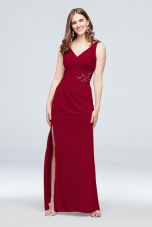 david's bridal wine lace bridesmaid dress