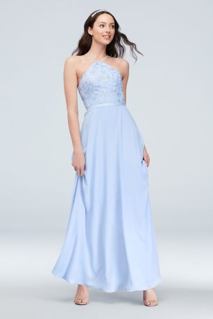 strapless georgette sheath bridesmaid dress