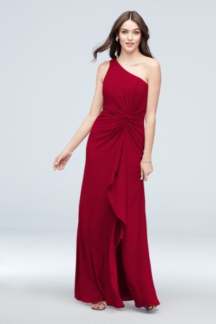 long georgette one shoulder david's bridal