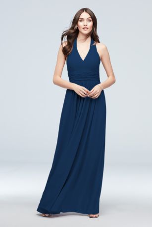 Picture of Halter Ruched Waist Georgette Bridesmaid Dress