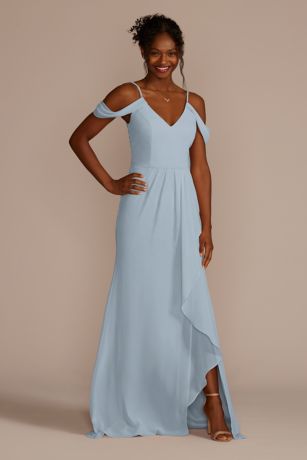 david's bridal dusty blue bridesmaid dress