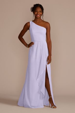 Picture of Chiffon One-Shoulder Dress with Cascade