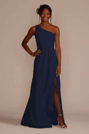 Celebrate DB Studio Chiffon One-Shoulder Dress with Cascade