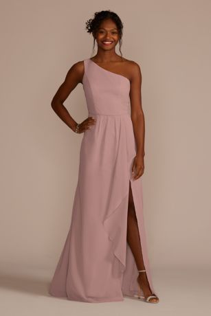 Celebrate DB Studio Chiffon One-Shoulder Dress with Cascade