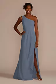 Celebrate DB Studio Chiffon One-Shoulder Dress with Cascade