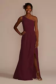 Celebrate DB Studio Chiffon One-Shoulder Dress with Cascade