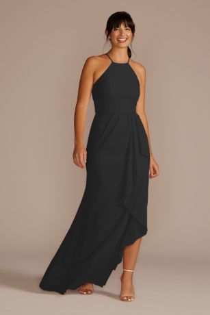 Picture of High-Neck Chiffon Dress with Cascade