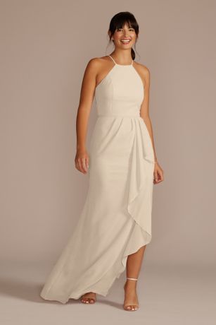 Picture of High-Neck Chiffon Dress with Cascade