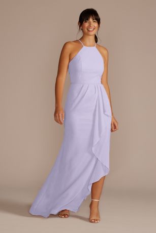 Picture of High-Neck Chiffon Dress with Cascade