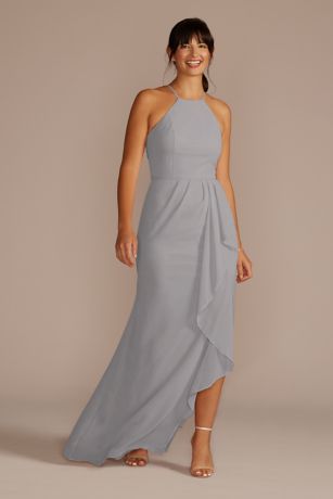 Picture of High-Neck Chiffon Dress with Cascade