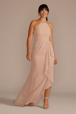 Picture of High-Neck Chiffon Dress with Cascade