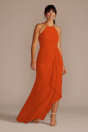 Picture of High-Neck Chiffon Dress with Cascade