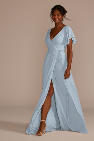 david's bridal dusty blue bridesmaid dress