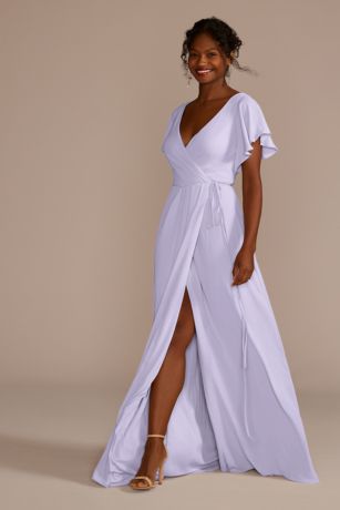 dresses bridesmaid champagne bridal david purple dress short bridesmaids davidsbridal light dark dusty sleeves davids chiffon