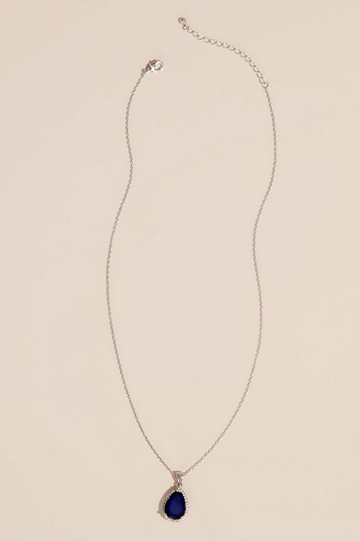 David's Bridal Pear Sapphire Pendant Necklace