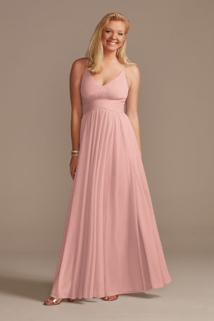 david's bridal blush pink bridesmaid dress