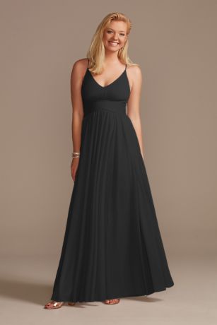 Picture of Mesh Cross Waist Spaghetti Strap Bridesmaid Dress