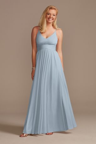 david's bridal dusty blue dress